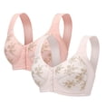 thumbnail image 2 of GERsome 2PCS Bras for Older Women Comfortable Convenient Front Closure Button Bras for Older Comfort Wireless Bras for Women Plus Size Full Coverage No Underwire Bra Assorted Color, 2 of 4