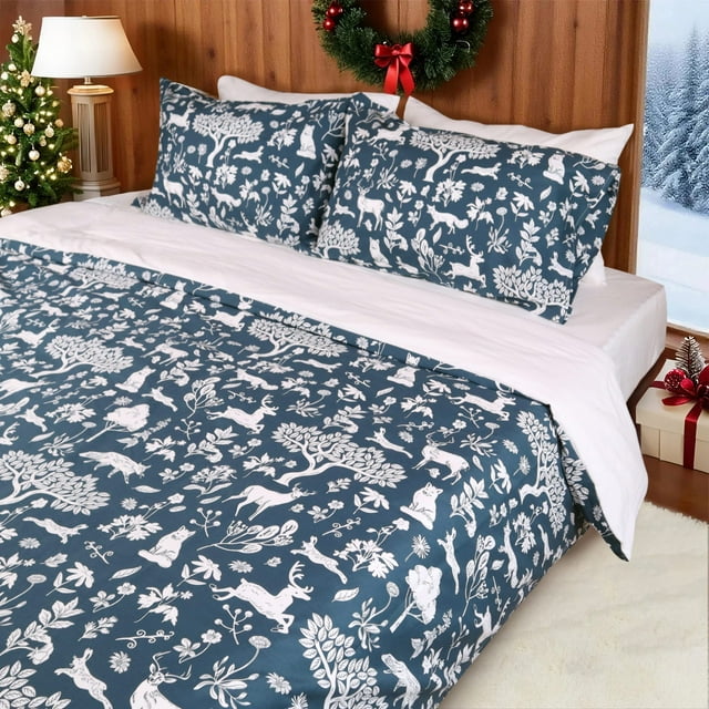 Gogreen Funda Nórdica King de Lujo 100% Algodón Floral, Suave y Transpirable, 2 Juegos de Cama King, Funda Nórdica Cómoda King con Patrón, con Cierre de Cierre, Incluye 1 x Funda de Almohada, 1 x Funda Nórdica