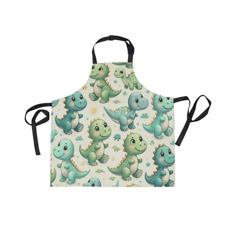JSTEL Cute Dinosaur Dino Baby Apron with 2 Pockets for Women Men Adjustable Garden Bib