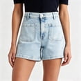 thumbnail image 2 of DHFJKG Womens Jeans Shorts Summer Mid Rise Stretch Flat Front Denim Shorts With Front Pockets Casual Soft Bottoms, 2 of 6