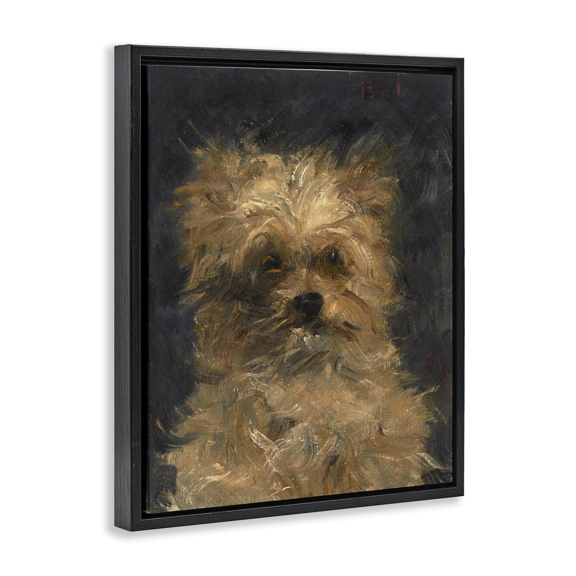 Stupell Industries Edouard Manet Dog Portrait Black Framed Floater Canvas Wall Art, design by Lil' Rue