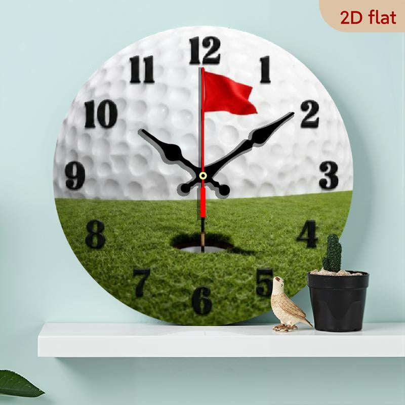 10 Inch Golf Ball Wall Clock - Silent Quartz Movement, -Themed Round Clock Suitable for Living Room, Bedroom, Office - Ideal Gift for Sports Fans, Minimalist Design, Perfect Birthday Prese