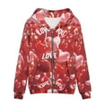 thumbnail image 3 of Renewold Comfy Zipper Hoodie for Women Size 5XL Red Heart Love Athletic Hooded Sweatshirts Zip Jacket with Big Pocket Fashion Street-Wear Sportswear, Valentine's Day, 3 of 6
