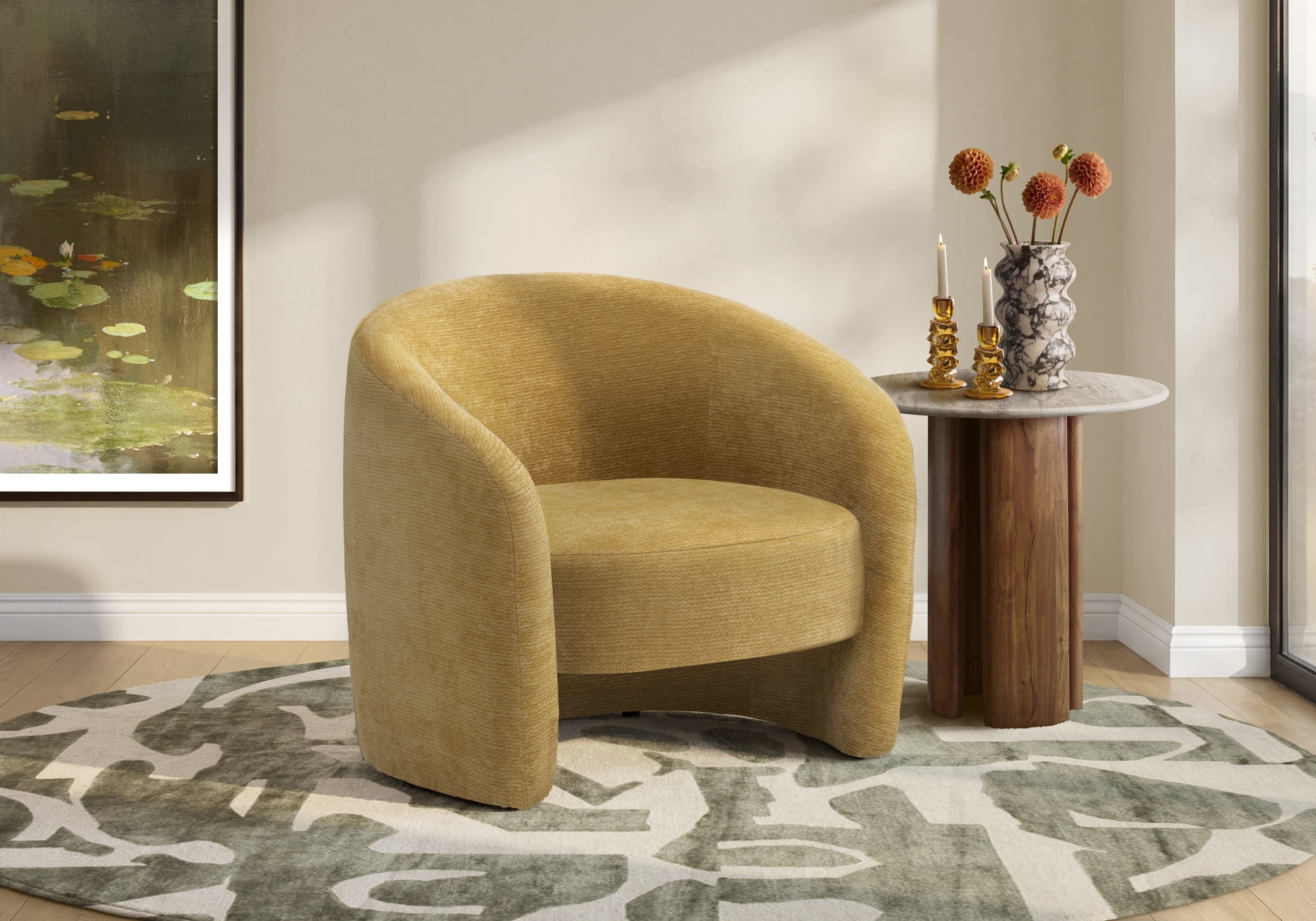 Monarch Specialties - I 8022 Accent Chair, 29"H, Upholstered, Living Room, Bedroom, Gold Fabric