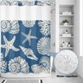 thumbnail image 2 of No Hook Shower Curtain, Lake Blue Starfish Coastal Shower Curtains for Bathroom with See Through Top Window, Shell Summer Beach Nautical Waterproof & Washable Bath Curtain 60"x72", 2 of 9