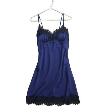 Sexy Womens Spaghetti Strap Sleepwear Gown Lace Lingerie Satin Silk Nightdress PJ