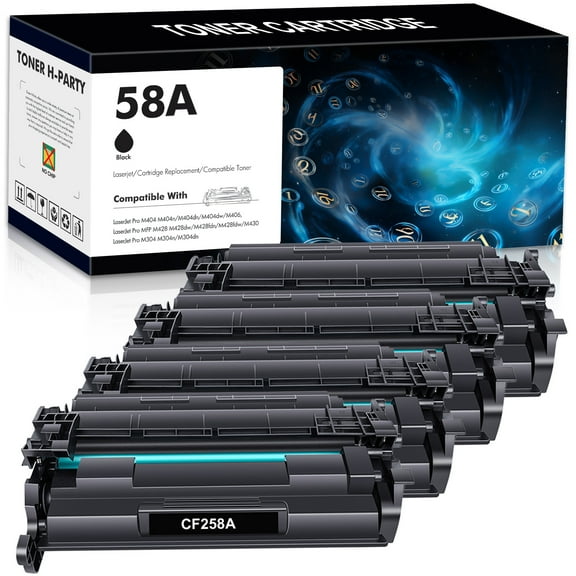58A CF258A | Compatible Toner Cartridge Replacement for HP 58A CF258A 58X CF258X Laserjet Pro M404n M404dn MFP M428fdw M428dw M428fdn (Black 4-Pack)