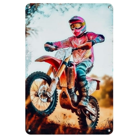 Motocross Action Metal Wall Art - 8x12" Iron Poster for Living Room, Bedroom, Office Decor - Unique Gift Idea