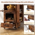 thumbnail image 5 of JOIVI 16.0" Potato and Onion Storage Bin on Wheels, 4-Tier Rolling Fruit and Vegetable Organizer with Side Rack & Drawers, Movable Bread Box Cabinet with Mesh Doors for Kitchen, Rustic Brown, 5 of 8