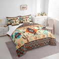 thumbnail image 4 of Manfei Western Hippie Aztec Twin Bedding Sets 7-Piece for Adult, Rustic Bohemian Bedding Comforter Set, Wheat Brown Square Triangle Reversible Sheet Sets, Luxury Bedroom Decor, 4 of 8