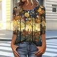 thumbnail image 2 of Levmjia Womens Tops Vintage Boho Floral Printed 3/4 Sleeve T Shirt Loose Casual Round Neck Blouse Pullover Polyester Comfortable All Season, 2 of 7