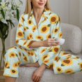 thumbnail image 5 of KLL Vintage White Polka Dot Sunflower Print Women's Long Sleeve Pajamas with Pants Sleepwear Loungewear 2 Set-XX-Large, 5 of 7