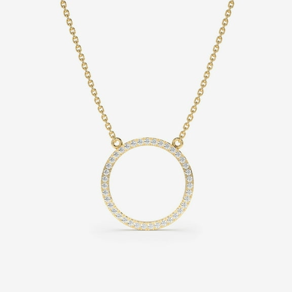 0.20 Ct Round Cut D/VVS1 Moissanite Circle of Life Necklace 18" 14K Yellow Gold Plated