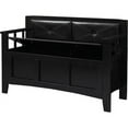 thumbnail image 3 of Linon Carlton Storage Bench Faux Leather Padded Back & Seat in Black Wood, 3 of 6