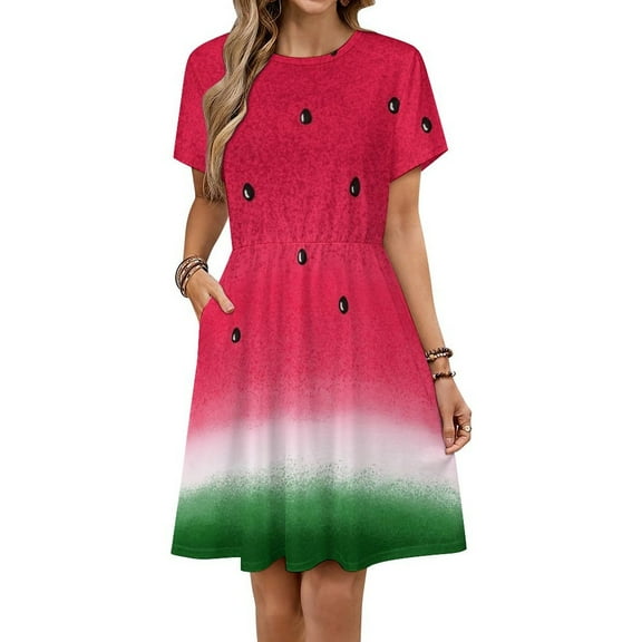 Watermelon Lovers Sundress Short Sleeve Dress Summer Women Clothes Dress for Women Dresses