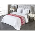 thumbnail image 3 of Rose Pattern Bed Runner, Vintage Design Watercolor Illustration of Garden Scene Flowers Print, Decorative Accent Bedding Scarf for Hotels Homes & Guest Rooms, Queen, Dark Coral Pale Pink, by Ambesonne, 3 of 3