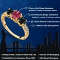 thumbnail image 2 of Gem Stone King 2.35 Ct Oval Pink Tourmaline Black Sapphire 18K Yellow Gold Plated Silver Ring (Size 9), 2 of 6