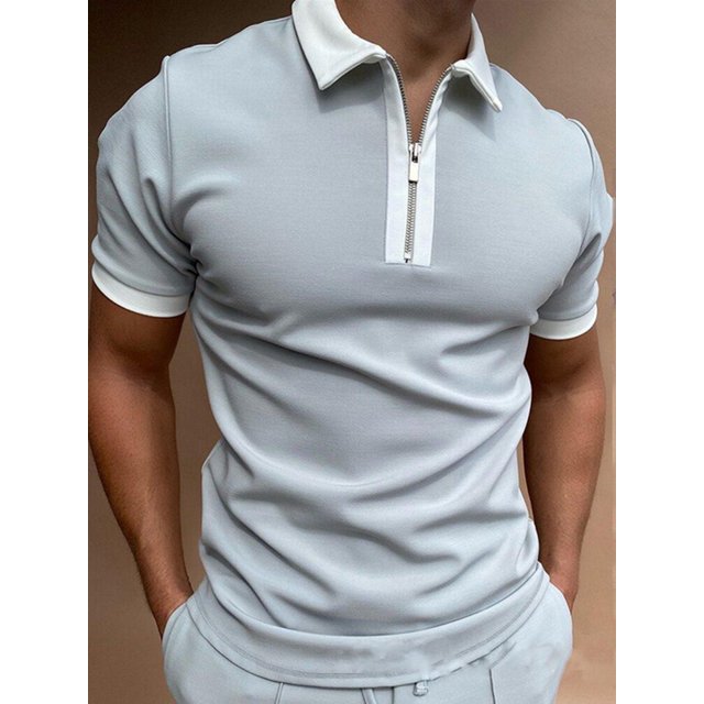 Plaid Polo camisa de los hombres Casual de talla grande manga corta Top foto Color S MABOTO PLS-5 Blanco roto XXXL