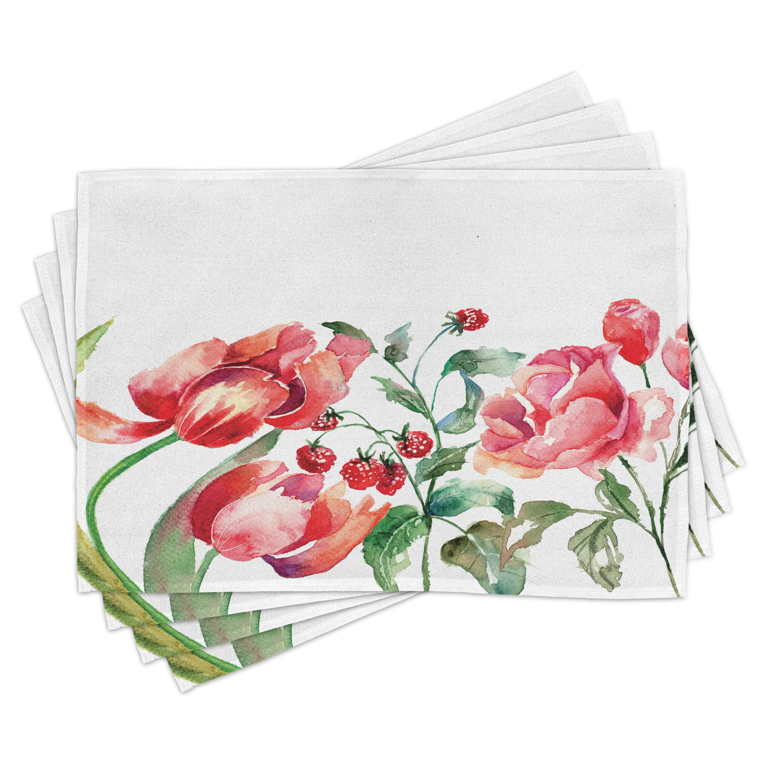 Ambesonne Floral Boquet Placemat Set of 4 Fabric Place Mats for Table Decor
