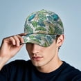 thumbnail image 3 of Hawaiian Print Baseball Cap, Washed Unstructured Dad Hat with Comfortable Fit, Tropical Floral and Botanical Jungle Leaves Design Adjustable Cap for Outdoor Activities, 3 of 4