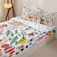 thumbnail image 3 of Erosebridal Cartoon Kitty Cat Zipper Twin Comforter Sets with Fitted Sheet and 2 Pillowcases,Wild Botanical Print Zipper Bedding Set,Orange White,Reversible, 3 of 6