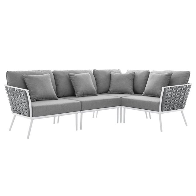Modway Stance Outdoor Patio Aluminum Large Sectional Sofa