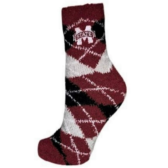 Mississippi State Bulldogs Argyle Fuzzy Sock - Donegal Bay - Unisex - One Size - Ankle