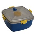 thumbnail image 1 of Generic Double-Layer Navy Blue Plastic Lunch Box with Compartments for Salad, Snacks, and Sauces – Durable, Reusable, and Perfect for Travel, Office, or Outdoor Use, 1 of 7