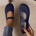thumbnail image 2 of Blue Women Fly Knit Breathable Low Top Extremely Comfortable Slip On Flats With Soft Sole For All Day Wear And Work, 2 of 9