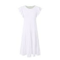 thumbnail image 5 of Zanarzt Girls Princess Dress Girl's Dresses Cotton Ruffle Sleeve Tiered Swing A Line Cute Midi Casual Sundress Back to School Clothes White,14-15 Years, 5 of 5