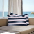 thumbnail image 5 of Pink and Outdoor Pillow Covers Set of 2 Dark Blue Stripes Minimalist Modern Geometric Waterproof Throw Pillow Case Decorative Square Cushion Cover for Patio Couch Garden Balcony, 20"x12", 5 of 9