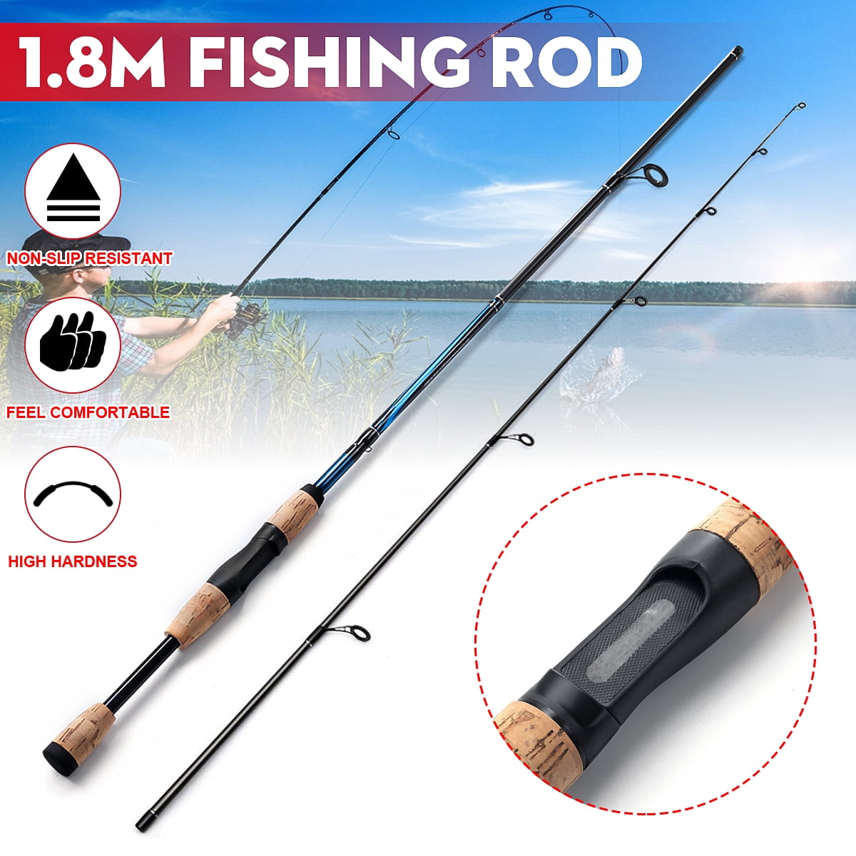 Blue Fishing Rod Ultralight Carbon Fiber Telescopic Sea Spinning Pole+10 Lures