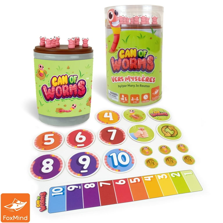 FoxMind Games: Can Of Worms - Toy Learning Math Game That Spins