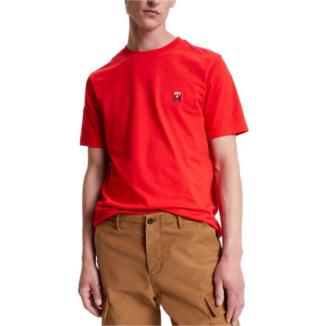 Tommy Hilfiger T-Shirt Monogramme pour Hommes, Rouge, TG