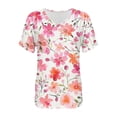 thumbnail image 4 of LQCMBYF Cute Tops For Women Summer Women Pullover Blouses Trendy V Neck Short Sleeves Tunic Shirts Casual Fancy Floral Print Ladies Top Tees Loose Fit Navy Dress Tops For Women Women Blouse(Pink,S), 4 of 5