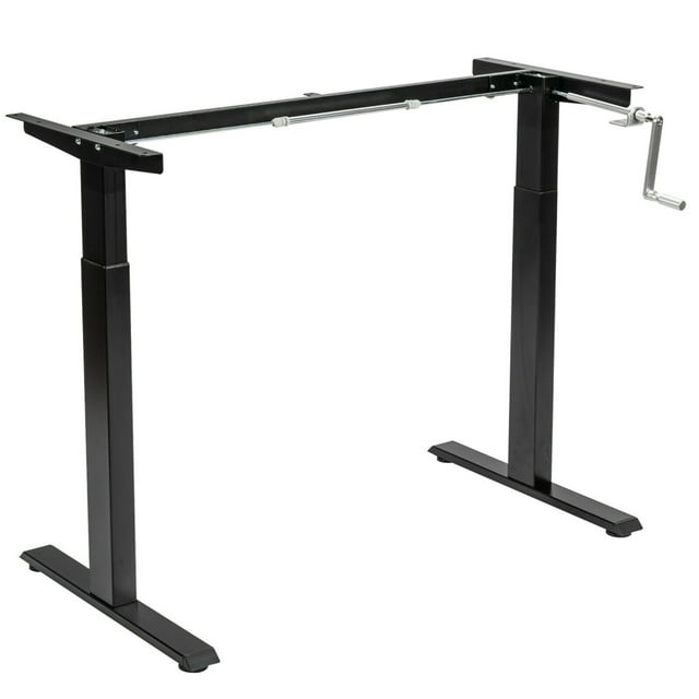 Gymax Hand Crank Sit to Stand Desk Frame Height Adjustable Standing Base Black