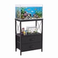 thumbnail image 4 of Heavy-Duty Metal Aquarium Stand for 5-10 Gallon Fish Tank, Turtle or Reptile Terrarium with 2 Fabric Drawers, 2-Tier Storage Shelf, Modern Wood-Grain Finish, 4 of 8
