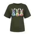 thumbnail image 4 of VBTAPA Womens Happy Easter Shirt Cute Bunny T-shirt Funny Holiday Graphic Tees Lightweight Crewneck Pullover Blouse on Sale Army Green L, 4 of 6