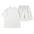 thumbnail image 3 of Boys Summer Outfits Short Sleeve Waffle Pocket Tshirts and Drawstring Shorts Boys Beach Outfit Boys 2 Piece Outfits Size 1-13 Years, 3 of 4