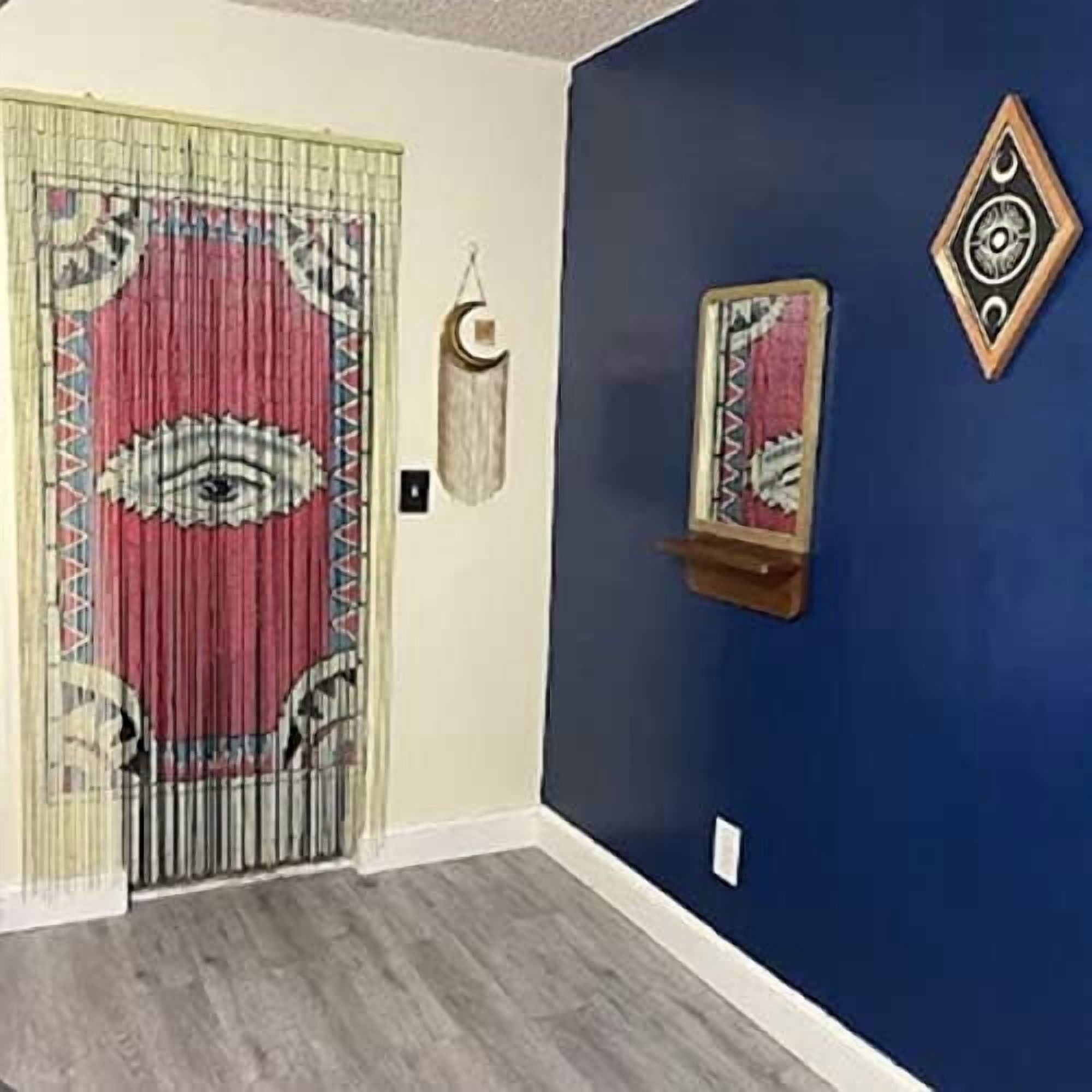 The Eye Bamboo Beaded Curtain for Doorway, Boho Beaded Curtain for Closets, Door Beads Decoration, Bamboo Beads for Doorways 35.5 in x 78 in