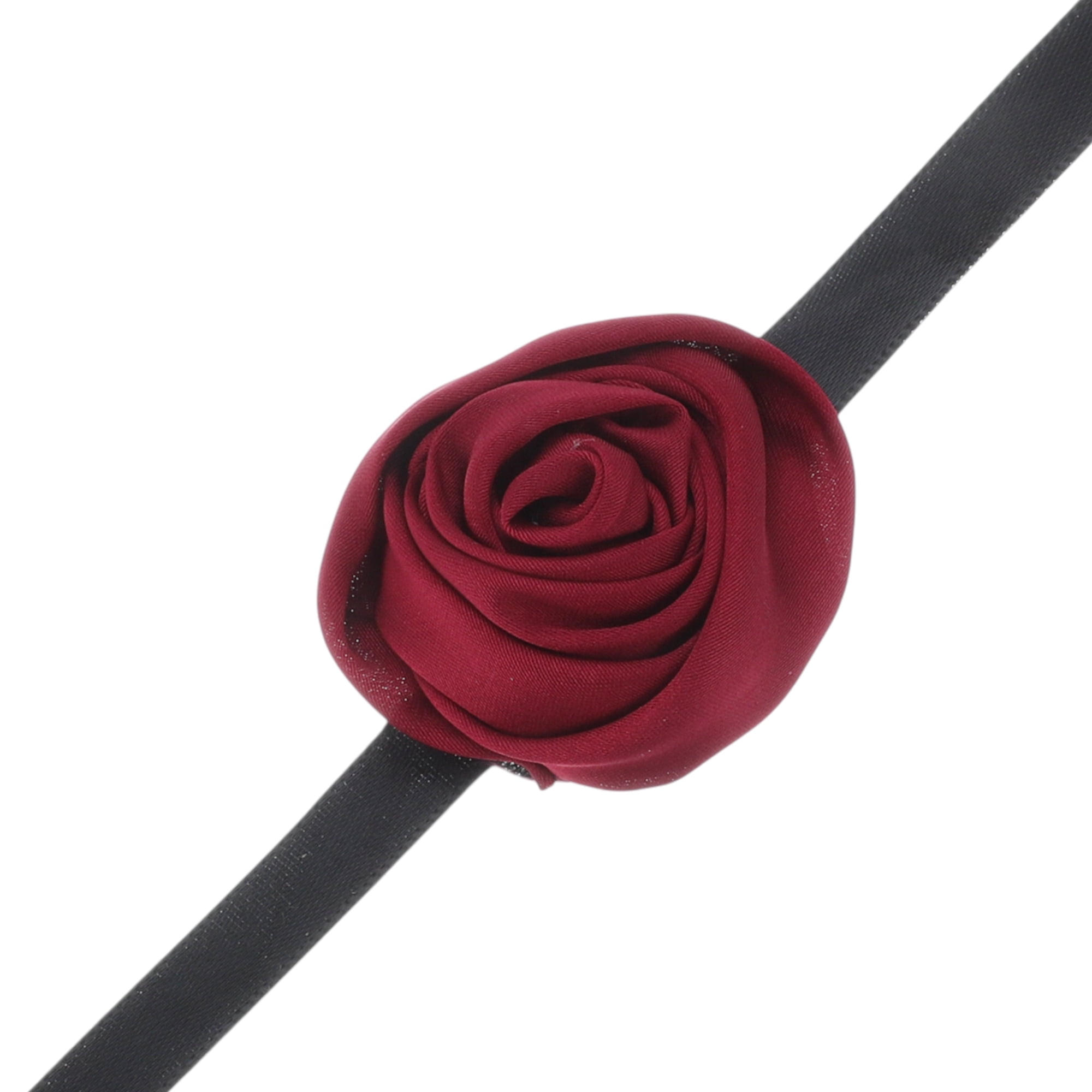 Unique Bargains Satin Rose Tie Choker Necklace Red