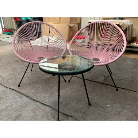 Acopulco Chair E-joy Acapulco Chair Indoor Outdoor Lounge Chair Weave Patio Chair All Weather Outdoor Patio Sun Oval _Pink 1PC ()