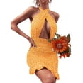 thumbnail image 4 of ITFABS Femmes Robe Dos Nu Près du Corps, Col Licou Creux Jupe, 4 of 9