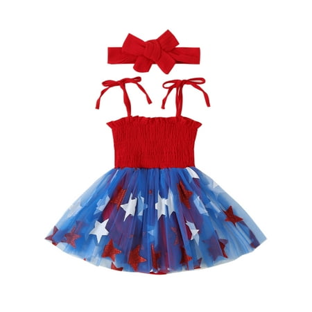 

Niceyoeuk 4th of July Baby Girls Rompers Bodysuits Summer Clothes with Headband