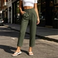 thumbnail image 5 of Guluxicc Women's Cotton Pants with Pockets Elastic Waist Button Front 7/8th Trousers for Everyday Wear Summer Casual Outfits, 5 of 9