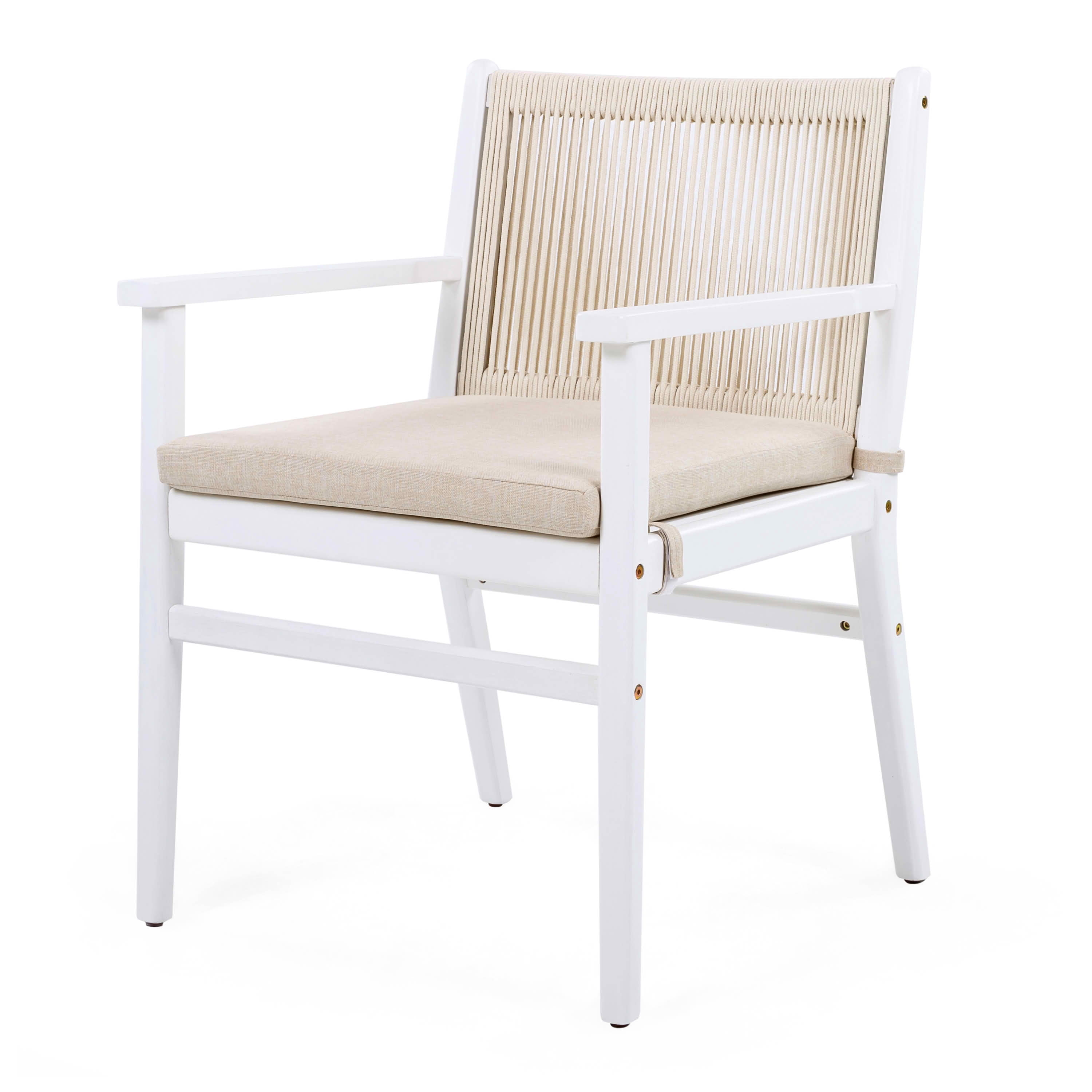 MAYEERTY Set of 2 Patio Vintage Rattan Solid Wood Dining Chairs with Waterproof Cushions