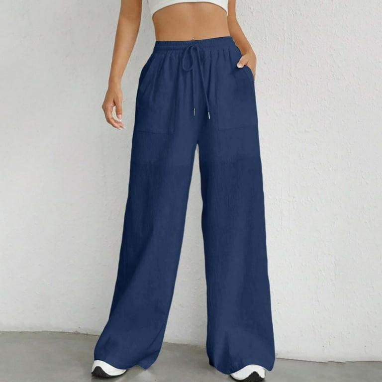 GZWYHT Wide Leg Pants,Palazzo Pants,Women's Elastic Waist Drawstring Casual Pants Straight Leg Lightweight Loose Trousers With Pockets,High Waisted Pants,Pants for Women,Flare Pants,Navy,L - Walmart.com GZWYHT Wide Leg Pants,Palazzo Pants,Women's Elastic Waist Drawstring Casual Pants Straight Leg Lightweight Loose Trousers With Pockets,High Waisted Pants,Pants for Women,Flare Pants,Navy,L - Walmart.com