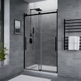 thumbnail image 2 of ANZZI Sliding Frameless Shower Door Stellar Series 76 in. H x 48 in. W Matte Black, 2 of 8