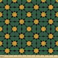 thumbnail image 2 of Ambesonne Oriental Fabric by the Yard Upholstery, Folklore Art Floral Motif, 1 Yard, Hunter Green Marigold, 2 of 5