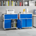 thumbnail image 3 of Aobabo Metal Storage Cabinet on Wheels with 1 Drawer, Rolling Steel Garage Tools Cabinet with Side Pegboard &4 Hooks & 1 Adjustable Shelf for Garage,Shop,Home, Blue/Gray, Assembly Required, 3 of 8